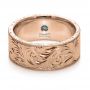 14k Rose Gold 14k Rose Gold Custom Hand-engraved Hidden Blue Diamond Ring - Flat View -  1122 - Thumbnail