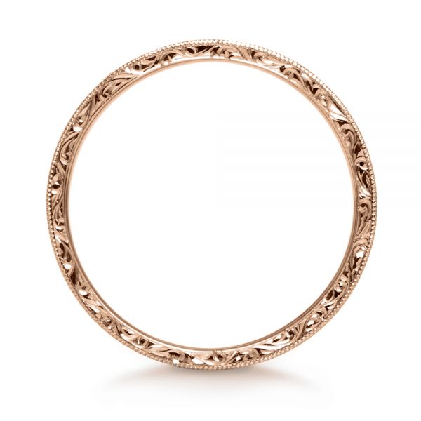 14k Rose Gold 14k Rose Gold Custom Hand-engraved Hidden Blue Diamond Ring - Front View - 1122