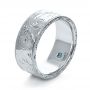 14k White Gold 14k White Gold Custom Hand-engraved Hidden Blue Diamond Ring - Three-Quarter View -  1122 - Thumbnail