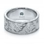 18k White Gold 18k White Gold Custom Hand-engraved Hidden Blue Diamond Ring - Flat View -  1122 - Thumbnail