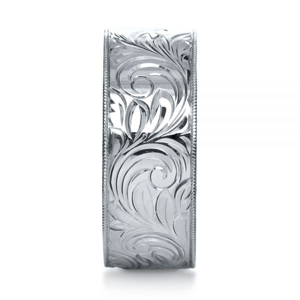  Platinum Platinum Custom Hand-engraved Hidden Blue Diamond Ring - Side View -  1122