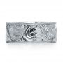 14k White Gold 14k White Gold Custom Hand-engraved Hidden Blue Diamond Ring - Top View -  1122 - Thumbnail