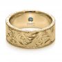 18k Yellow Gold 18k Yellow Gold Custom Hand-engraved Hidden Blue Diamond Ring - Flat View -  1122 - Thumbnail