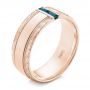 18k Rose Gold 18k Rose Gold Custom Hand Engraved London Blue Topaz Men's Band - Three-Quarter View -  104028 - Thumbnail