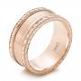 14k Rose Gold 14k Rose Gold Custom Hand Engraved Men's Band - Three-Quarter View -  103038 - Thumbnail