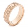 18k Rose Gold 18k Rose Gold Custom Hand Engraved Men's Band - Three-Quarter View -  104260 - Thumbnail