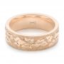 18k Rose Gold 18k Rose Gold Custom Hand Engraved Men's Band - Flat View -  104260 - Thumbnail