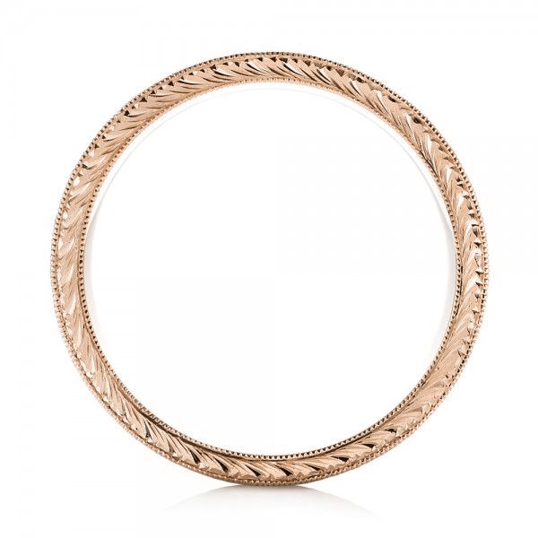 14k Rose Gold 14k Rose Gold Custom Hand Engraved Men's Band - Front View -  103038