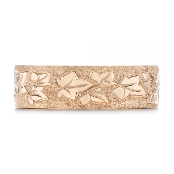 14k Rose Gold 14k Rose Gold Custom Hand Engraved Men's Band - Top View - 104260