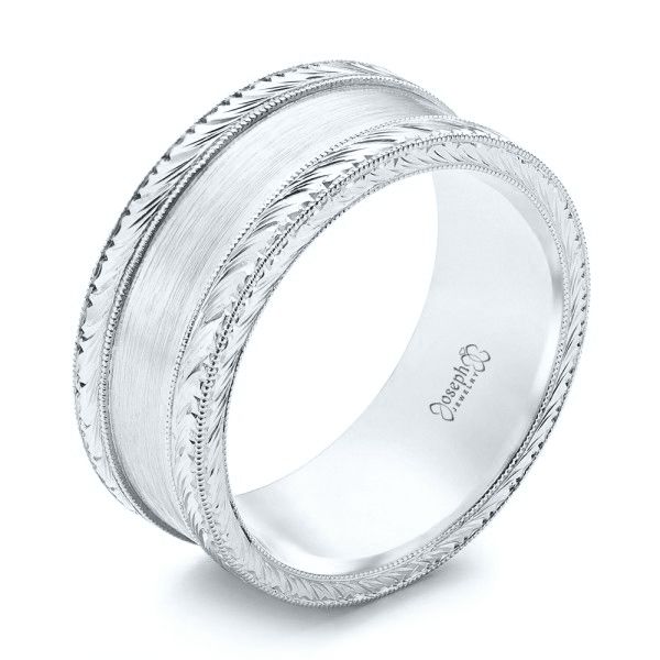  Platinum Platinum Custom Hand Engraved Men's Band - Three-Quarter View -  103038