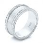 18k White Gold 18k White Gold Custom Hand Engraved Men's Band - Three-Quarter View -  103038 - Thumbnail