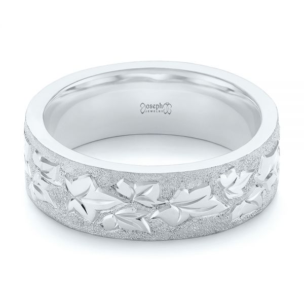  Platinum Platinum Custom Hand Engraved Men's Band - Flat View -  104260