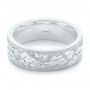 18k White Gold 18k White Gold Custom Hand Engraved Men's Band - Flat View -  104260 - Thumbnail