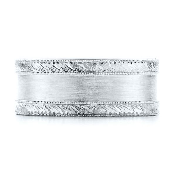 Platinum Platinum Custom Hand Engraved Men's Band - Top View -  103038