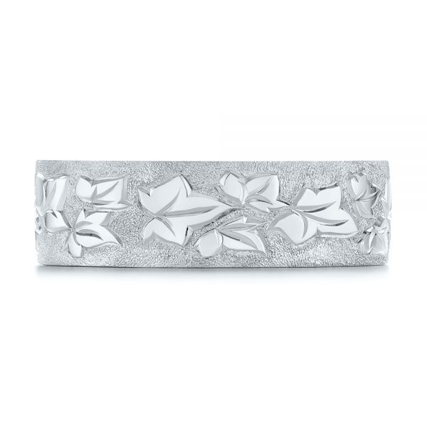 Platinum Platinum Custom Hand Engraved Men's Band - Top View - 104260