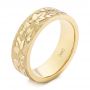 14k Yellow Gold Custom Hand Engraved Men's Band - Three-Quarter View -  104260 - Thumbnail