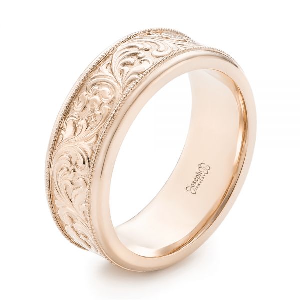 MOUNTAIN ENGRAVED WEDDING BAND WITH ANTLER LINING