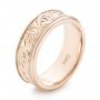 14k Rose Gold 14k Rose Gold Custom Hand Engraved Men's Wedding Band - Three-Quarter View -  102980 - Thumbnail