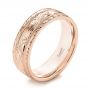 18k Rose Gold 18k Rose Gold Custom Hand Engraved Men's Wedding Band - Three-Quarter View -  103458 - Thumbnail