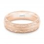18k Rose Gold 18k Rose Gold Custom Hand Engraved Men's Wedding Band - Flat View -  102839 - Thumbnail
