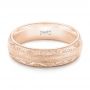 14k Rose Gold 14k Rose Gold Custom Hand Engraved Men's Wedding Band - Flat View -  102839 - Thumbnail