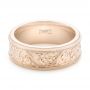 18k Rose Gold 18k Rose Gold Custom Hand Engraved Men's Wedding Band - Flat View -  102980 - Thumbnail