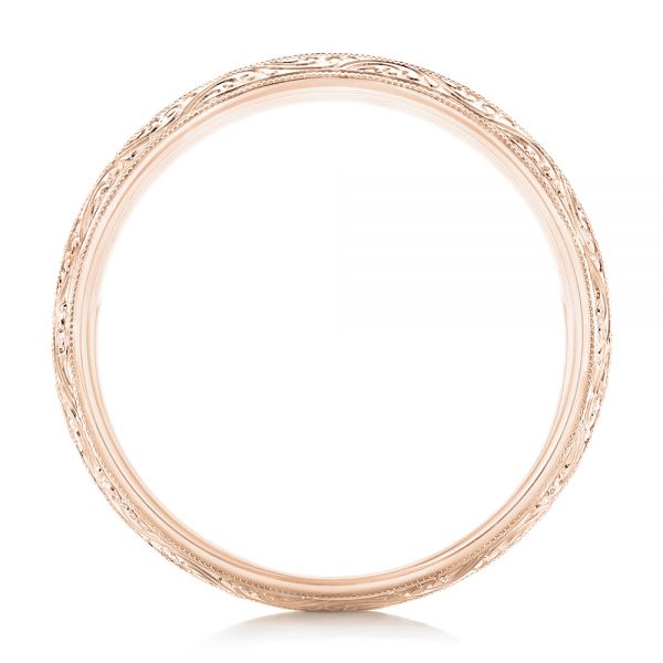 18k Rose Gold 18k Rose Gold Custom Hand Engraved Men's Wedding Band - Front View - 102839