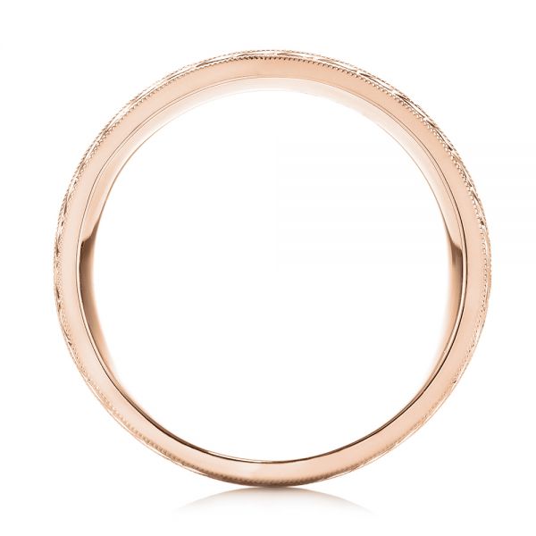 14k Rose Gold 14k Rose Gold Custom Hand Engraved Men's Wedding Band - Front View - 103458