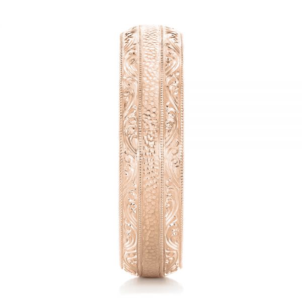 18k Rose Gold 18k Rose Gold Custom Hand Engraved Men's Wedding Band - Side View - 102839