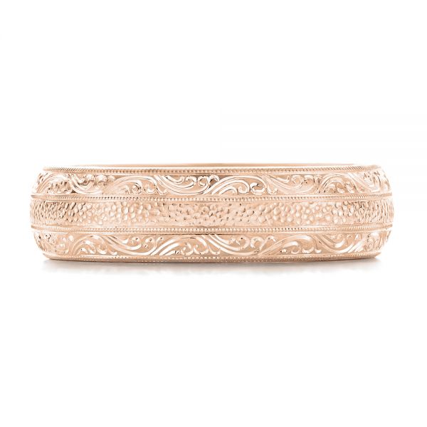 18k Rose Gold 18k Rose Gold Custom Hand Engraved Men's Wedding Band - Top View - 102839