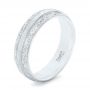 14k White Gold 14k White Gold Custom Hand Engraved Men's Wedding Band - Three-Quarter View -  102839 - Thumbnail