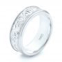 14k White Gold 14k White Gold Custom Hand Engraved Men's Wedding Band - Three-Quarter View -  102980 - Thumbnail