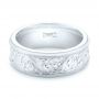 18k White Gold 18k White Gold Custom Hand Engraved Men's Wedding Band - Flat View -  102980 - Thumbnail