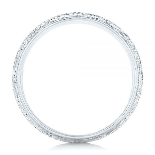 Platinum Custom Hand Engraved Men's Wedding Band - Front View - 102839