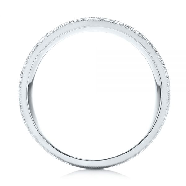  Platinum Custom Hand Engraved Men's Wedding Band - Front View -  103458