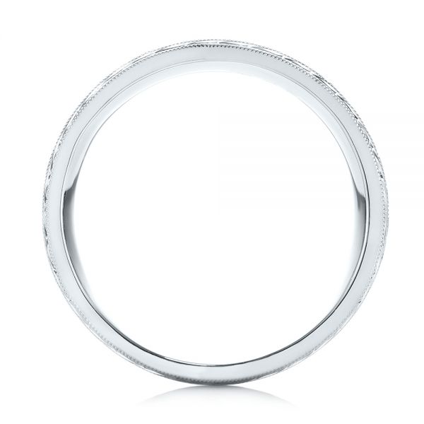 Platinum Custom Hand Engraved Men's Wedding Band - Front View - 103458