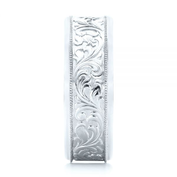  Platinum Platinum Custom Hand Engraved Men's Wedding Band - Side View -  102980