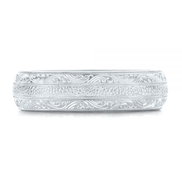  Platinum Custom Hand Engraved Men's Wedding Band - Top View -  102839