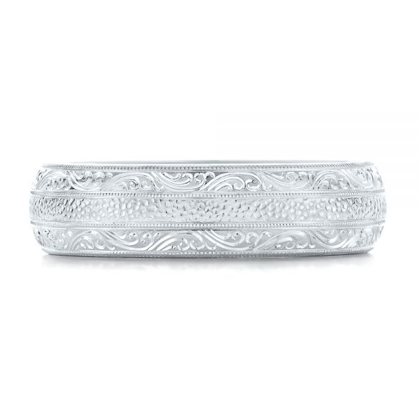 Platinum Custom Hand Engraved Men's Wedding Band - Top View - 102839