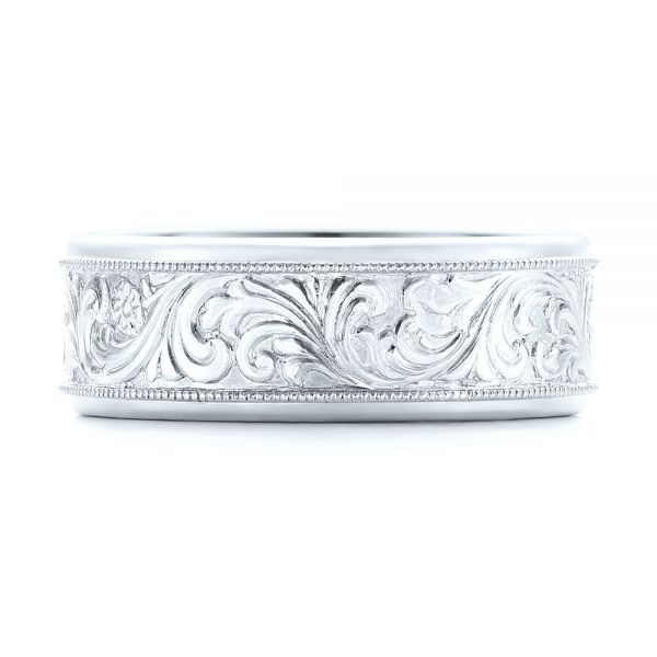  Platinum Platinum Custom Hand Engraved Men's Wedding Band - Top View -  102980