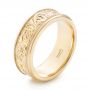 18k Yellow Gold Custom Hand Engraved Men's Wedding Band - Three-Quarter View -  102980 - Thumbnail