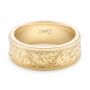 14k Yellow Gold 14k Yellow Gold Custom Hand Engraved Men's Wedding Band - Flat View -  102980 - Thumbnail