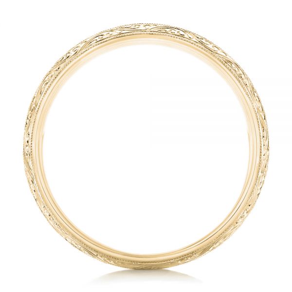14k Yellow Gold 14k Yellow Gold Custom Hand Engraved Men's Wedding Band - Front View - 102839