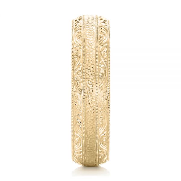 14k Yellow Gold 14k Yellow Gold Custom Hand Engraved Men's Wedding Band - Side View - 102839