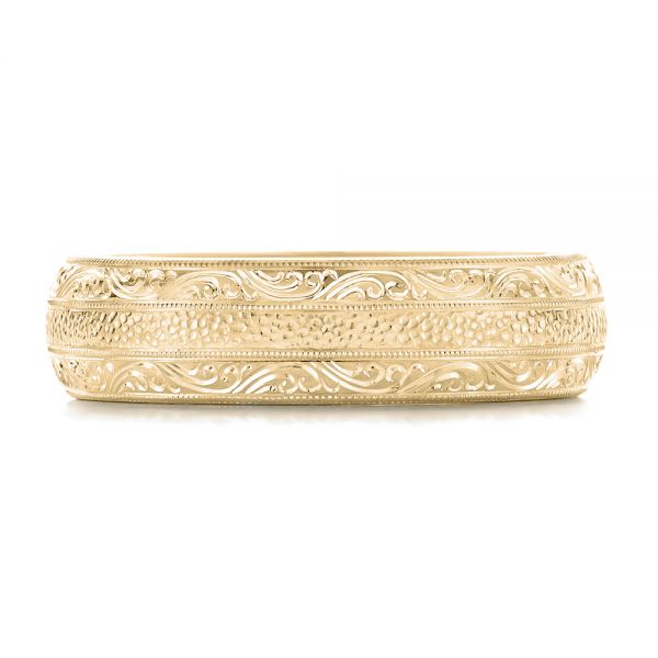 14k Yellow Gold 14k Yellow Gold Custom Hand Engraved Men's Wedding Band - Top View - 102839