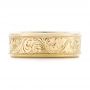 18k Yellow Gold Custom Hand Engraved Men's Wedding Band - Top View -  102980 - Thumbnail