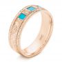 18k Rose Gold Custom Hand Engraved Turquoise Men's Band