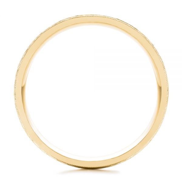 14k Yellow Gold 14k Yellow Gold Custom Hand Engraved Turquoise Men's Band - Front View - 104862