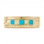 14k Yellow Gold 14k Yellow Gold Custom Hand Engraved Turquoise Men's Band - Top View -  104862 - Thumbnail