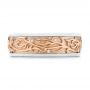 18k Rose Gold And 14K Gold 18k Rose Gold And 14K Gold Custom Hand Engraved Two-tone Diamond Men's Band - Top View -  104095 - Thumbnail
